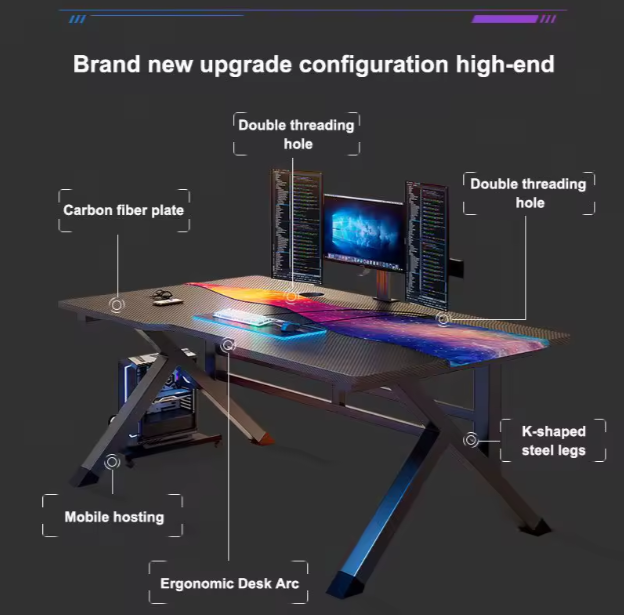 Table de Gaming 140 cm – Grande, Polyvalente et Élégante